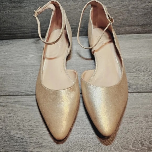 Franco Sarto Shoes - Franco Sarto antique gold ankle-strap flats, size 12